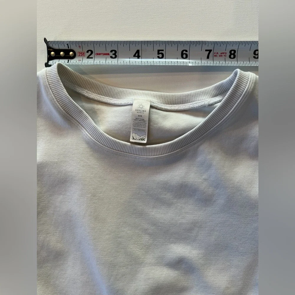 Aerie Offline Classic White Crop Top Medium Nylon Blend Workout Gym Shirt - Picture 7 of 11